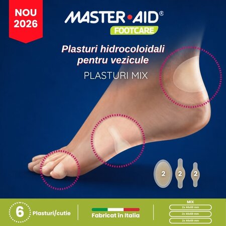 Plasturi hidrocoloidali sterili pentru basici Mix Foot Care Master-Aid, 6 bucati, Pietrasanta Pharma 743920