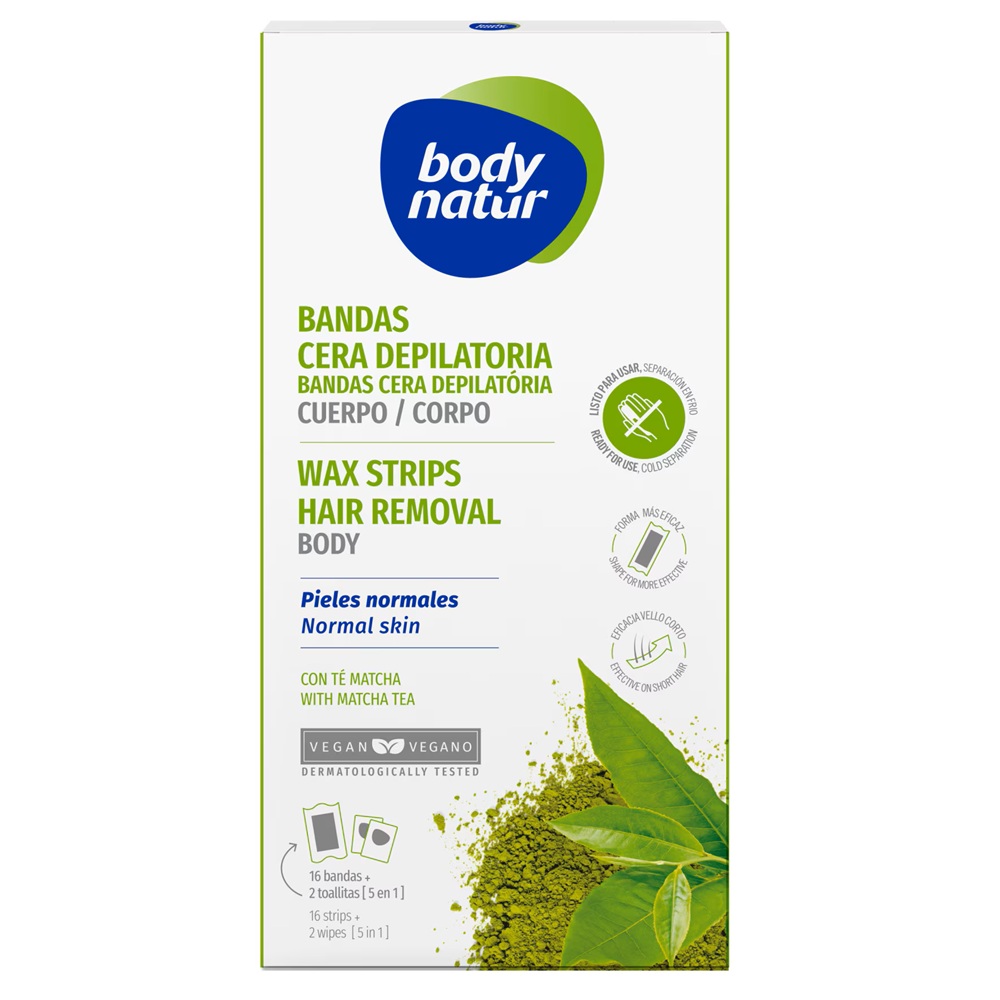 Benzi depilatoare cu matcha pentru corp, 16 bucati, Body Natur