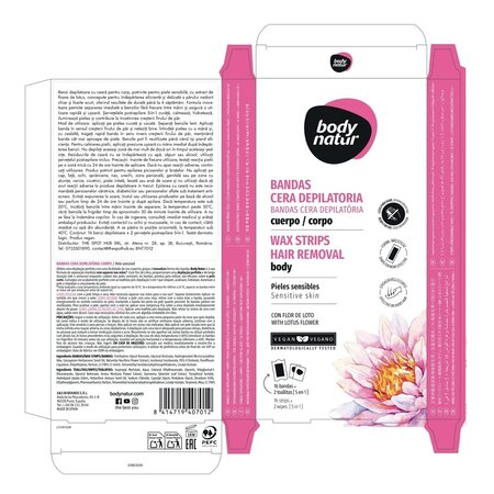 Benzi depilatoare cu floare de lotus pentru piele sensibila, 16 bucati, Body Natur 733333