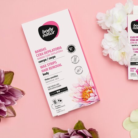 Benzi depilatoare cu floare de lotus pentru piele sensibila, 16 bucati, Body Natur 733326