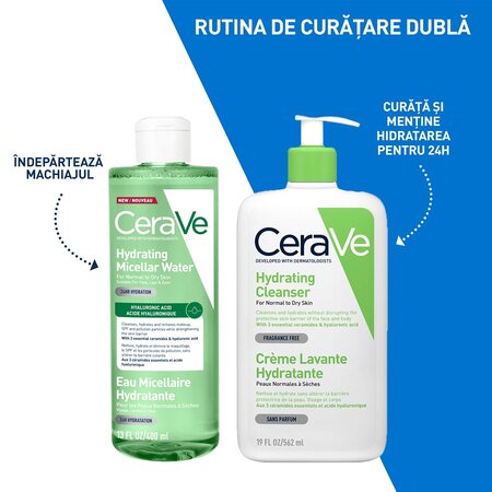 Apa micelara hidratanta pentru ten normal si uscat, 400 ml, CeraVe 733872