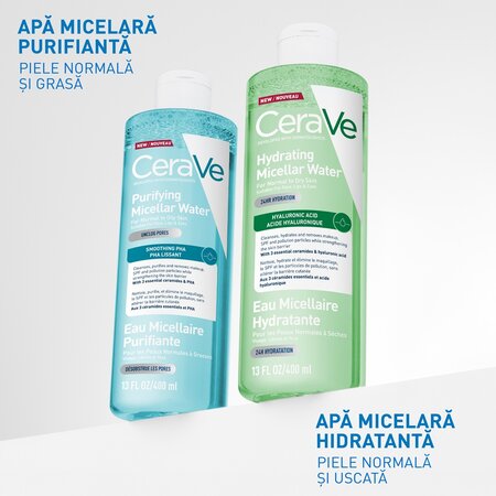 Apa micelara hidratanta pentru ten normal si uscat, 400 ml, CeraVe 733866