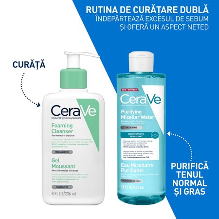 Apa micelara purifianta pentru ten normal si gras, 400 ml, CeraVe 733899