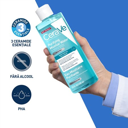 Apa micelara purifianta pentru ten normal si gras, 400 ml, CeraVe 733896
