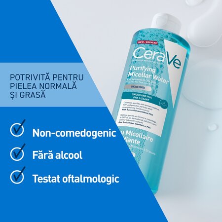 Apa micelara purifianta pentru ten normal si gras, 400 ml, CeraVe 733898