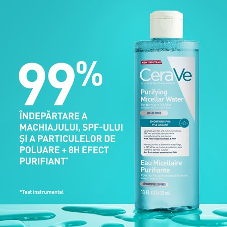 Apa micelara purifianta pentru ten normal si gras, 400 ml, CeraVe 733892