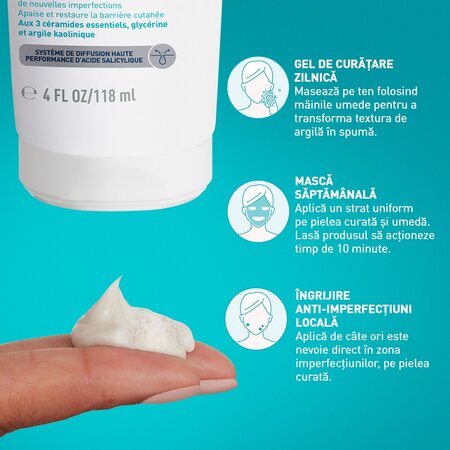 Gel de curatare cu argila anti-imperfectiuni Clay-to-Foam, 118 ml, CeraVe 733915