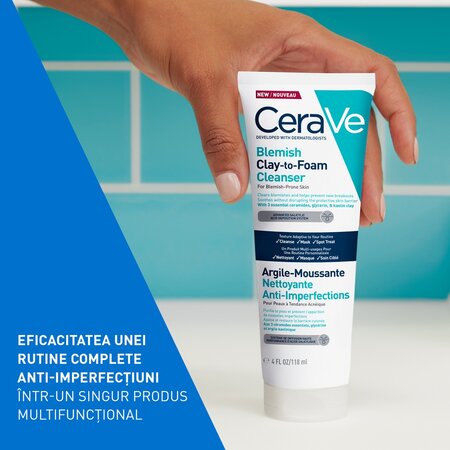 Gel de curatare cu argila anti-imperfectiuni Clay-to-Foam, 118 ml, CeraVe 733916