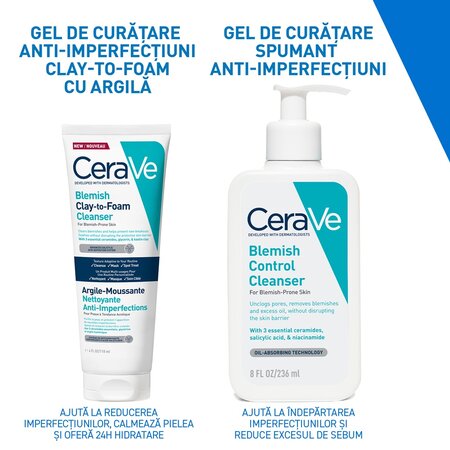Gel de curatare cu argila anti-imperfectiuni Clay-to-Foam, 118 ml, CeraVe 733923
