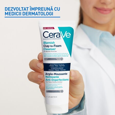 Gel de curatare cu argila anti-imperfectiuni Clay-to-Foam, 118 ml, CeraVe 733924