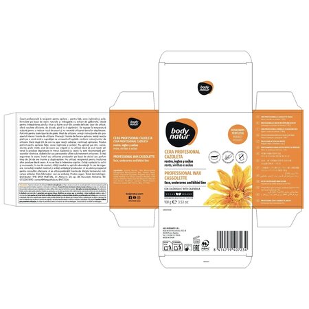 Crema depilatoare cu galbenele pentru fata si corp, 100 g, Body Natur 733389