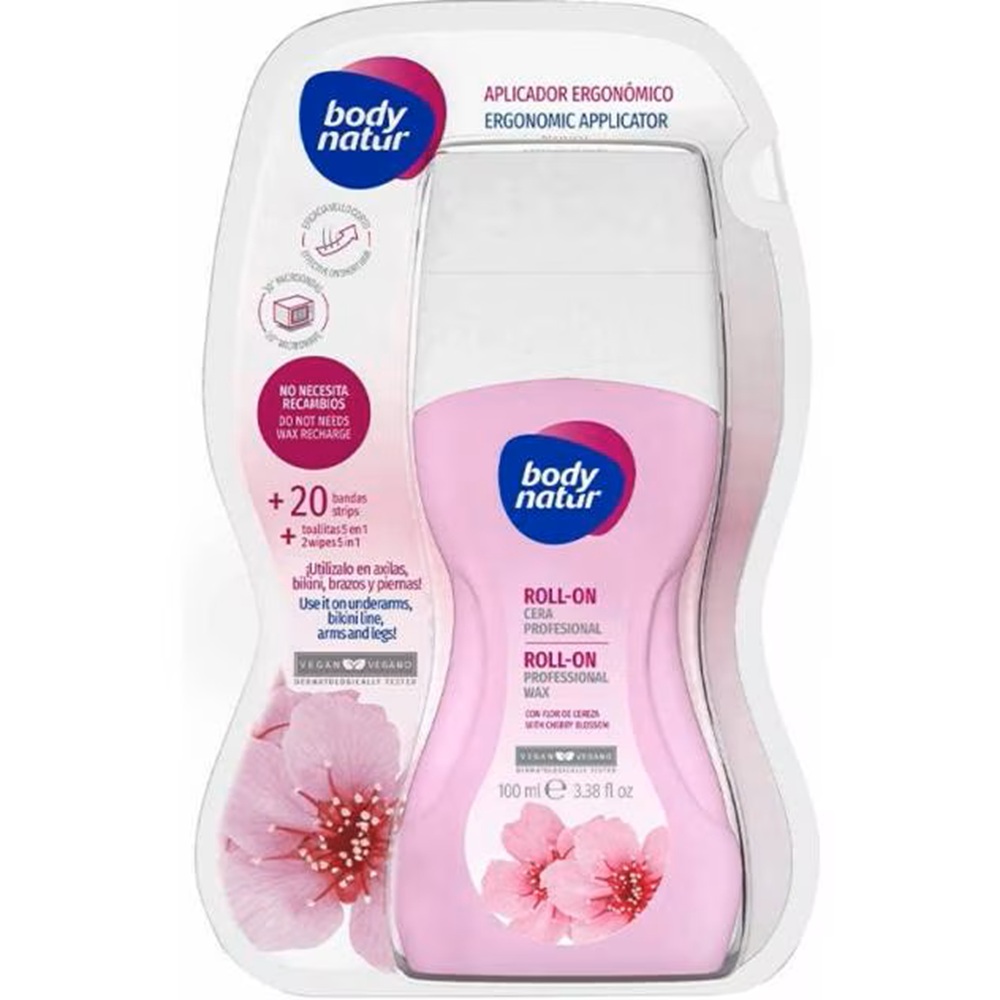 Ceara depilatoare roll-on cu flori de cires pentru corp, 100 ml, Body Natur