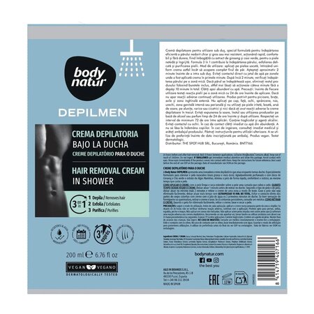 Crema depilatoare 4 in 1 pentru barbati Depilmen, 200 ml, Body Natur 733486