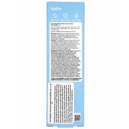 Crema de fata cu protectie solara SPF 50+ PA++++ Purity, 50 ml, Face republic 733753