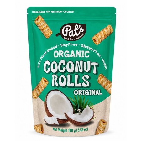 Rulouri crocante organice din nuca de cocos, 100 g, Pat's