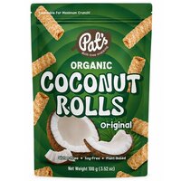 Rulouri crocante organice din nuca de cocos, 100 g, Pat's