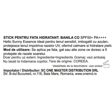 Stick pentru fata cu SPF50+ PA++++ Hello Sunny Fresh, 19g, Banila Co 734161