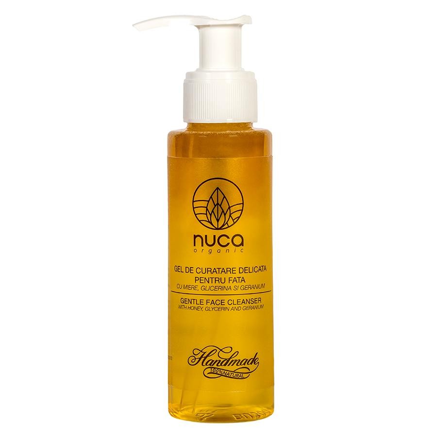 Gel de curatare delicata pentru fata cu miere, glicerina si geranium african, 100ml, Nuca Organic