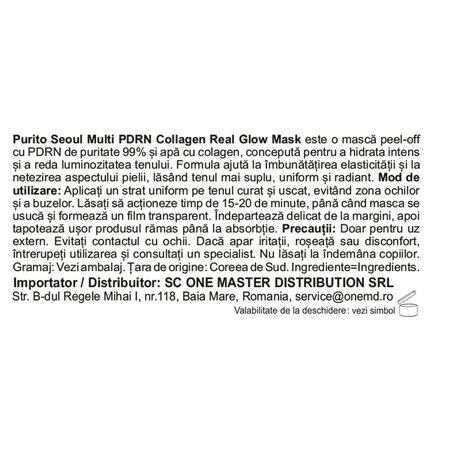 Masca de fata peel-off Multi PDRN Collagen Real Glow Mask, 100 ml, Purito 8809563104161 734207