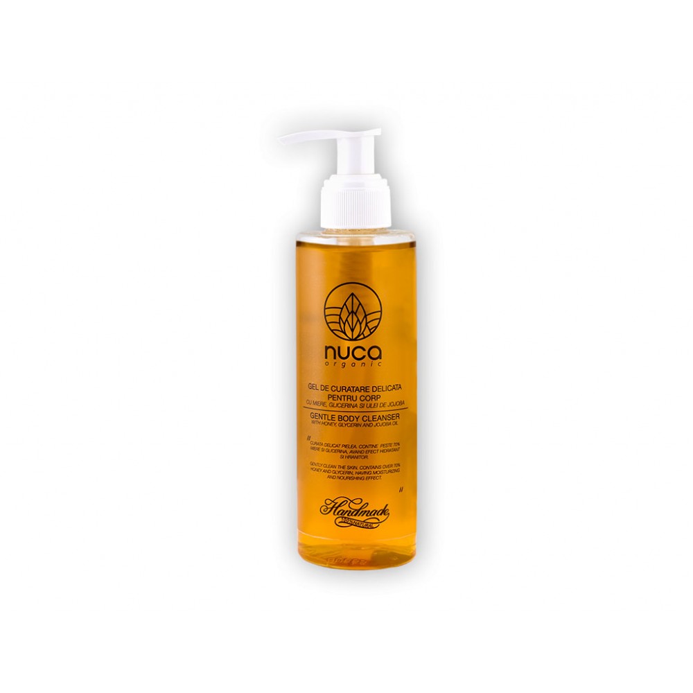 Gel de curatare delicata pentru corp cu miere, glicerina si ulei de jojoba, 200ml, Nuca Organic