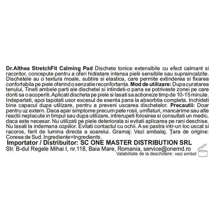 Dischete tonice calmante Stretchfit Calming Pad, 50 bucati, Dr. Althea 734246
