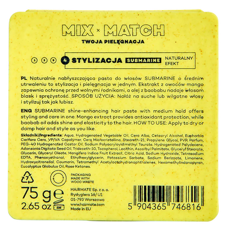 Pasta cu fixare medie pentru par Submarine, 75 g, Hairmate 734311