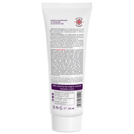 Sampon antimatreata cu rozmarin si ulei de tea tree, 250 ml, Vivanatura 709989