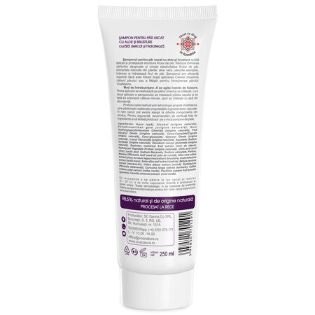 Sampon pentru par uscat cu aloe si brusture, 250 ml, Vivanatura 710014