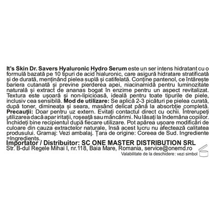 Ser de fata Dr. Savers Hyaluronic Hydro, 30 ml, Its Skin 734665