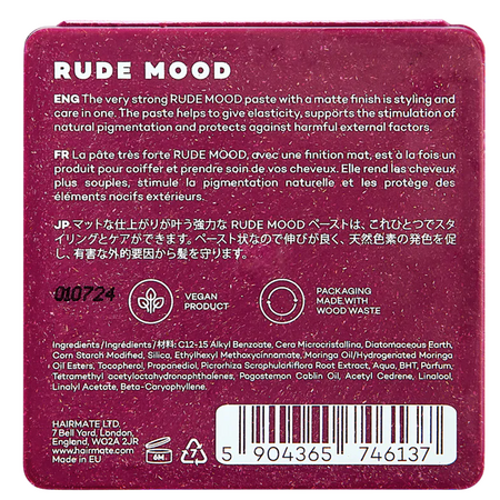 Pasta modelatoare pentru par cu fixare puternica Rude Mood, 75 g, Hairmate 734843