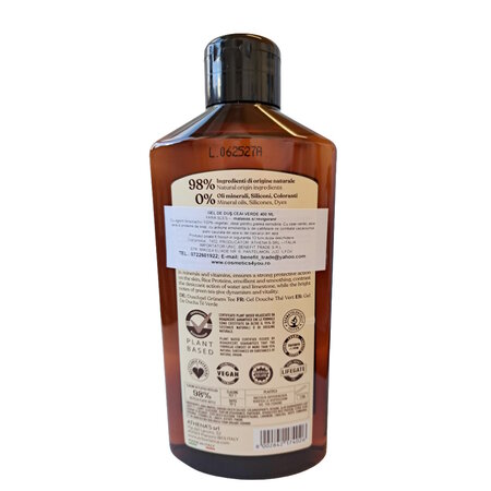 Gel de dus cu ceai verde, aloe vera si proteine din orez, 400 ml, L'Erboristica 710922