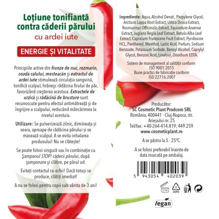 Lotiune tonifianta contra caderii parului Essential, 100 ml, Cosmetic Plant 712423