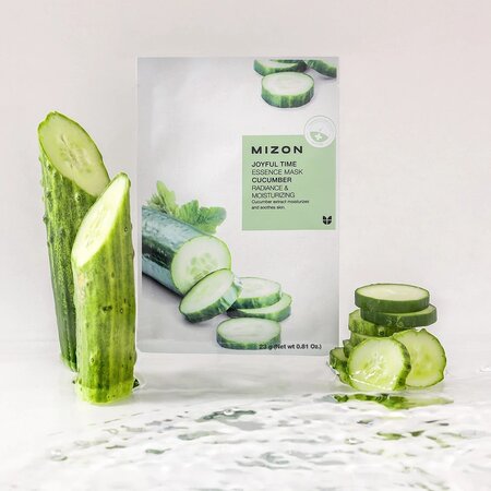 Masca tip servetel cu extract de castravete si acid hialuronic Joyful Time Essence Mask Cucumber, 23 g, Mizon 735304