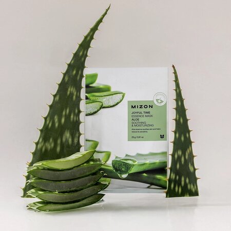 Masca tip servetel cu aloe si acid hialuronic, Joyful Time Essence Mask Aloe, 23 g, Mizon 735310