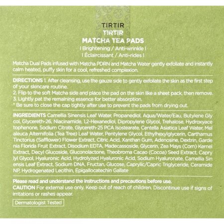 Dischete tonice pentru fata Matcha Tea Pads, 70 bucati, Tir Tir 735384