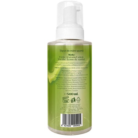 Sapun de maini tip spuma Pistachio Crush, 500 ml, Cashmere Aroma 735516