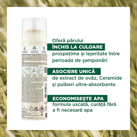Sampon uscat nuntator cu lapte de ovaz si ceramide, 150 ml, Klorane 601078