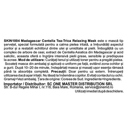 Masca tip servetel Madagascar Centella Tea-Trica Relaxing Mask, 5 x 24 ml, Skin1004 735662