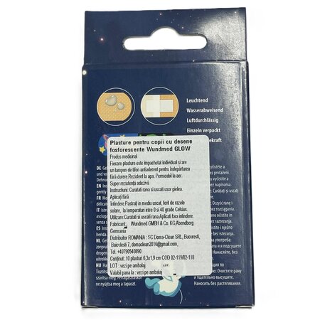 Plasturi cu desene fosforescente pentru copii Space Glow, 10 bucati, Wundmed 735695