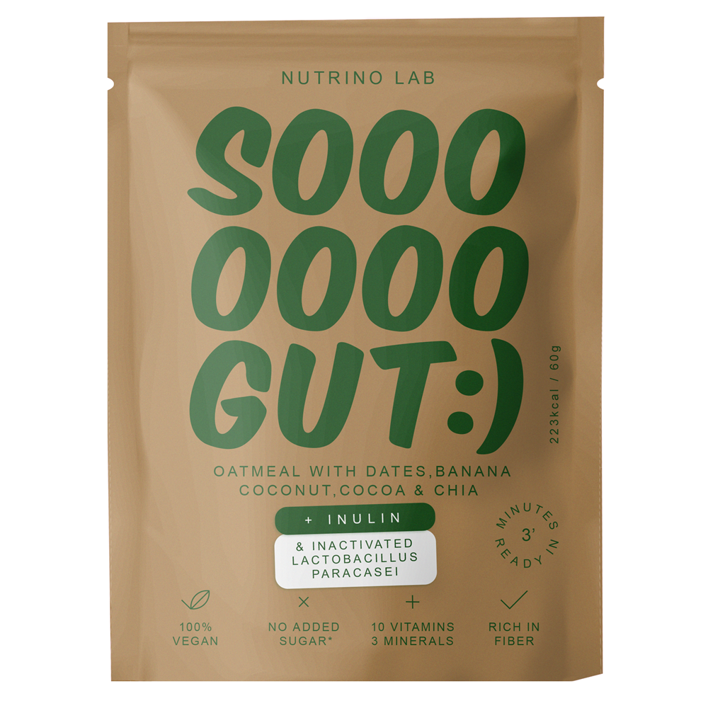 Amestec din fulgi de ovaz, curmale, banana si nuca de cocos So Gut Oatmeal, 60 g, Nutrino Lab