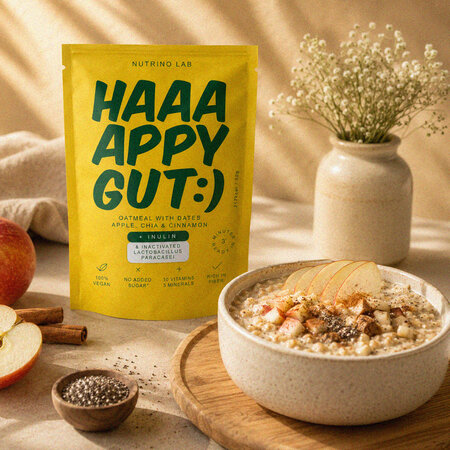 Amestec din fulgi de ovaz, curmale, mere si seminte de chia Happy Gut Oatmeal, 60 g, Nutrino Lab 753856