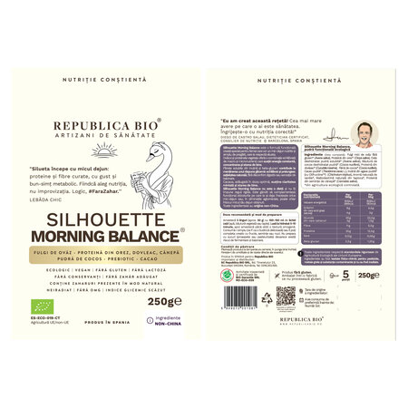 Pudra functionala din fulgi de ovaz, cacao, dovleac si canepa Silhouette Morning Balance, 250 g, Republica Bio 735893
