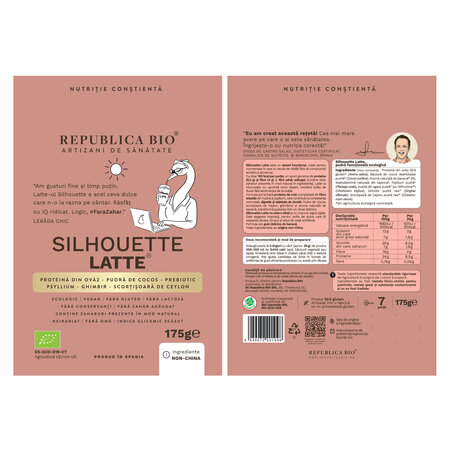 Pudra functionala cu aroma de banane Silhouette Latte, 175 g, Republica Bio 735940