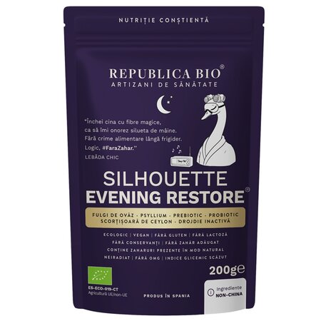 Pudra functionala din fulgi de ovaz, psyllium si scortisoara Silhouette Evening Restore, 200 g, Republica Bio