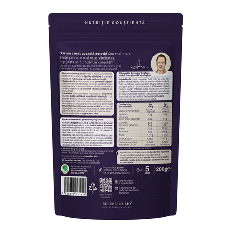 Pudra functionala din fulgi de ovaz, psyllium si scortisoara Silhouette Rituals Evening Restore, 200 g, Republica Bio 744646