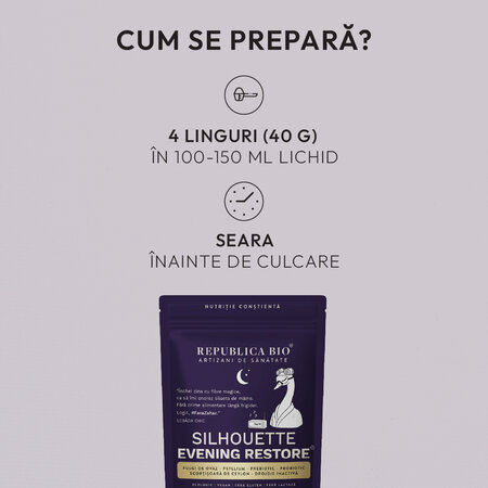 Pudra functionala din fulgi de ovaz, psyllium si scortisoara Silhouette Rituals Evening Restore, 200 g, Republica Bio 744653