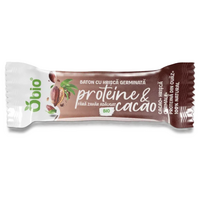 Baton proteic cu hrisca germinata si cacao, 35 g, Obio
