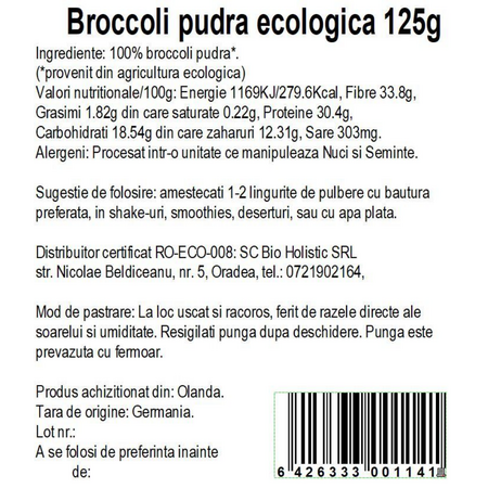 Pudra de broccoli, 125 g, Obio 736132