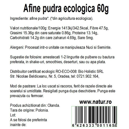 Pudra de afine, 60 g, Obio 736138