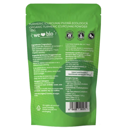 Pudra de turmeric, 125 g, Obio 736158